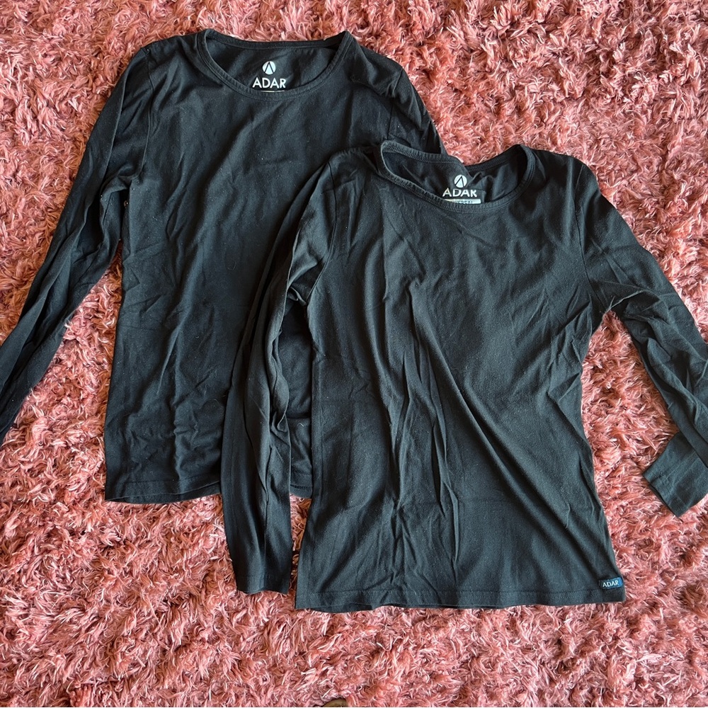 Adar Black Scrub Long sleeve Undershirts - Womens Medium (Qty 2)